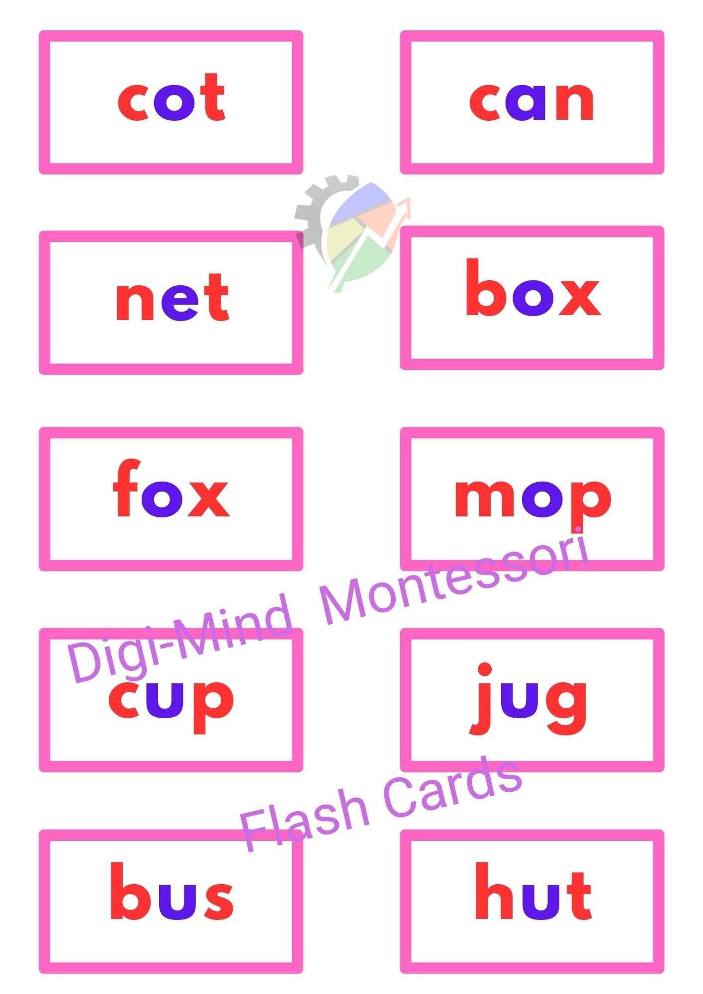 Pink Series Montessori Flash Cards